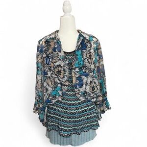 Floral Patterned Layered Women's Top